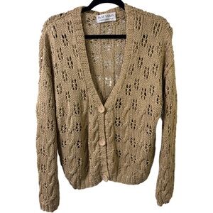 Josie Natori Tan hand knit Cardigan